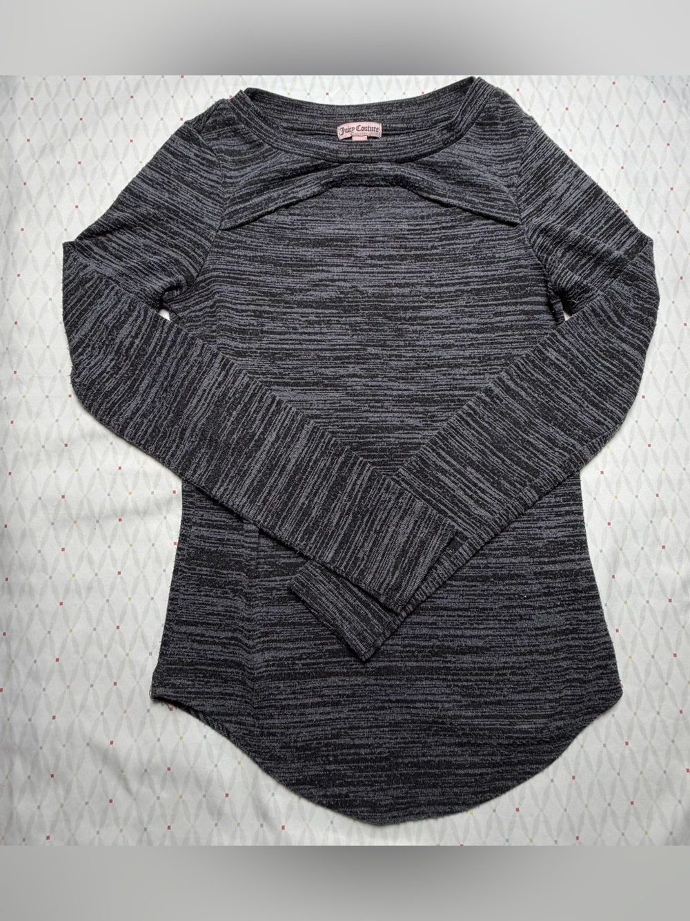 Y2K Juicy Couture Charcoal Gray Cutout Long Sleeve Top Size XS